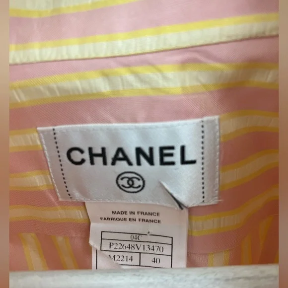 CHANEL Pink and Yellow Striped Jacket - Picture 11 of 13